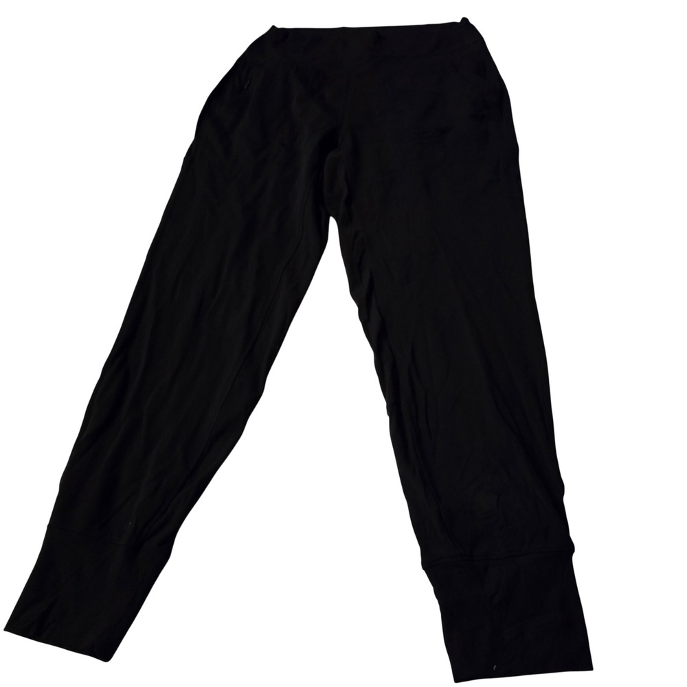 Athleta Black Joggers Women Small Ribbed Waistband Zip Back Pockets Activewear